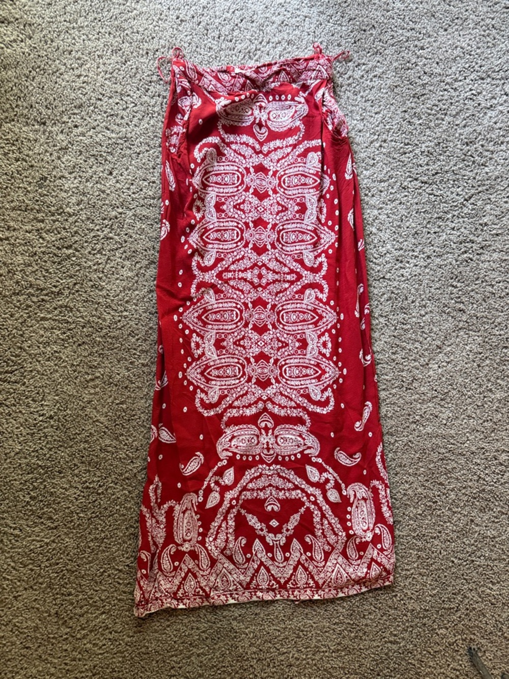 Red Paisley Beach Cover-Up Maxi skirt (S/M)